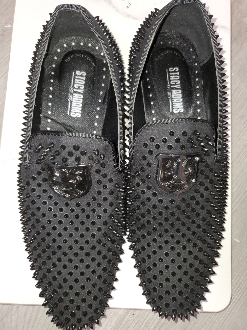 Stacy Adams Men's Black Studded Slip-On Loafers